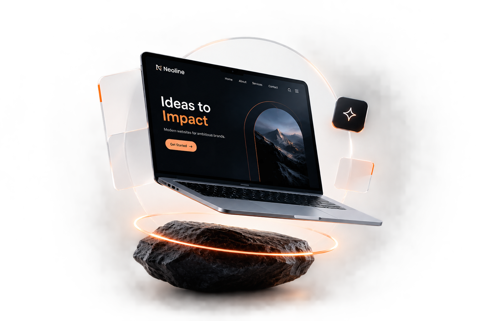 Neoline Solution website shown on a laptop